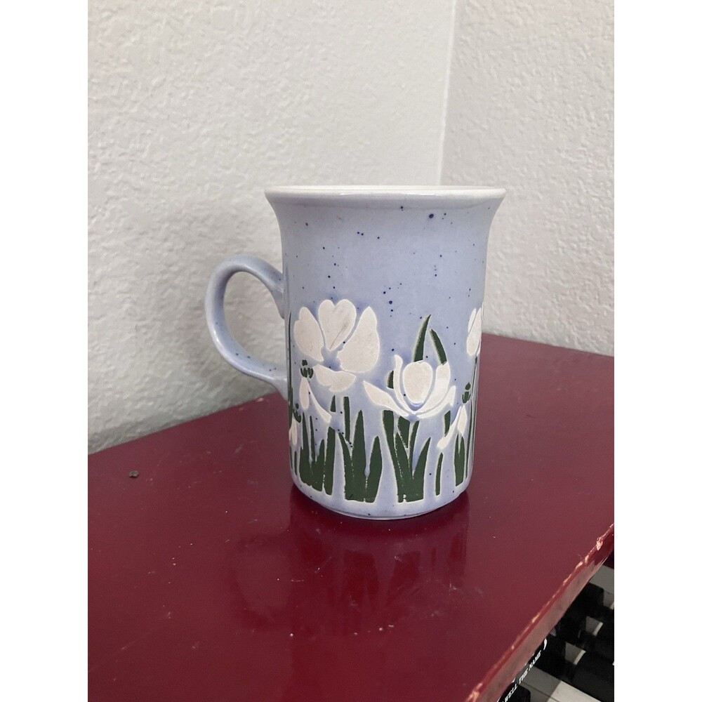 Vintage Churchill England Blue Speckled Floral Mug Tea Coffee Cup